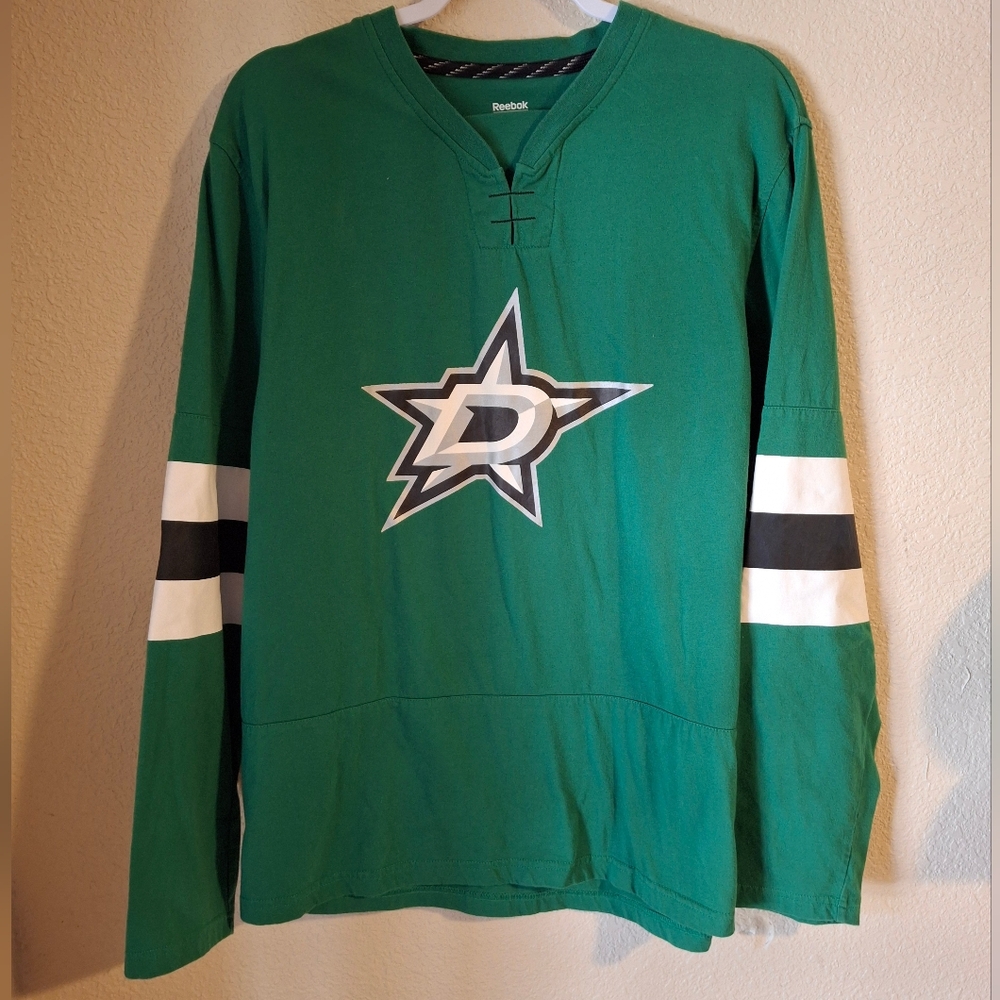 Reebok Mens Large Green Dallas Stars Hockey Jersey